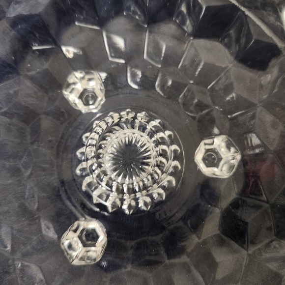 Vintage Clear Glass Candle Holder Bowl Footed Decor Fostoria American Cubist - Picture 3 of 5